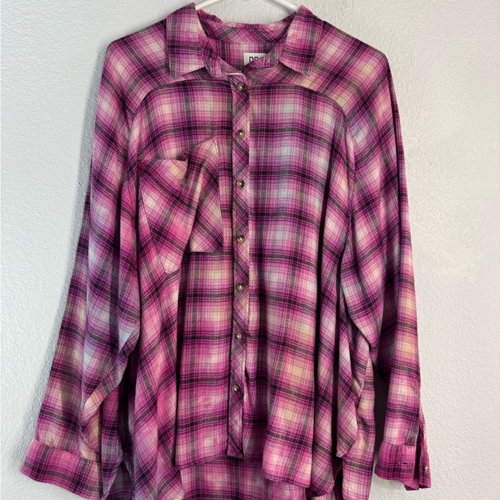 BDG Urban Outfitters Pink & Purple Plaid Oversized Shirt
